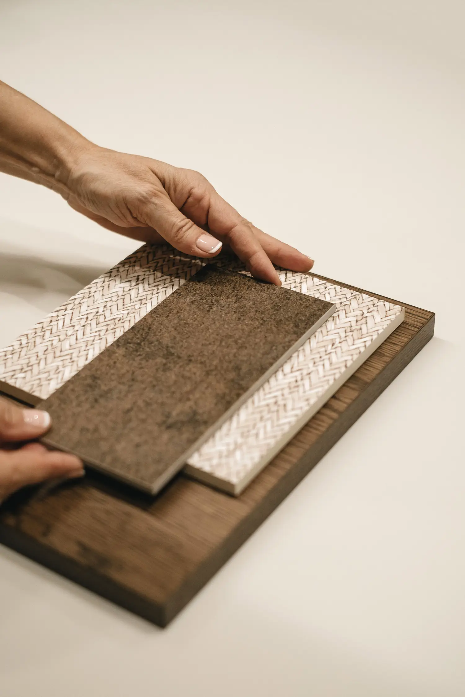 Interior designer Stefania Luraghi combines different samples of upholstery materials.